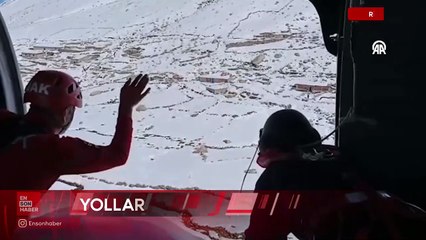 Rize'de yaylalarda mahsur kalanlara helikopterle erzak ulaştırıldı