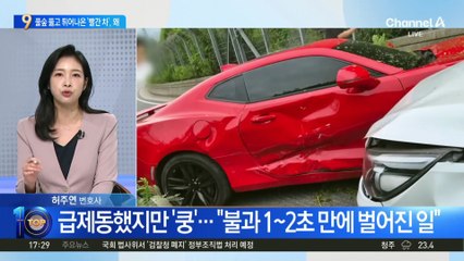 서서히 커브 도는데…풀숲 뚫고 튀어나온 빨간 차?