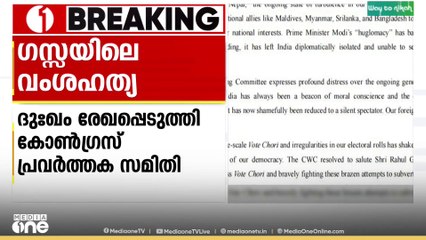 ഗസ്സയിലെ വംശഹത്യയിൽ ദുഃഖം രേഖപ്പെടുത്തി കോൺഗ്രസ് പ്രവർകത്തക സമിതി
