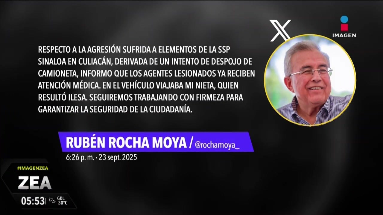 Atacan a balazos camioneta en la que viajaba nieta del gobernador de Culiacán, Sinaloa