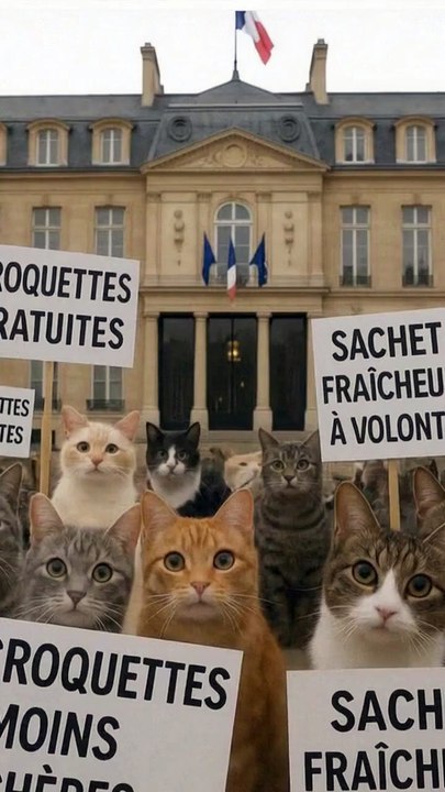 😺 Les Chats en Colère Manifestent pour des Croquettes Gratuites ! 🐾✨ #shortsfr