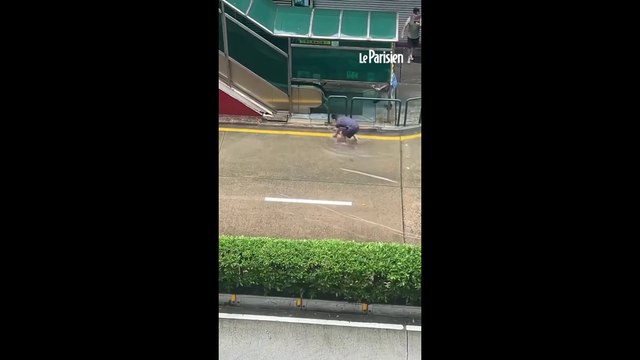 Typhon Ragasa : des poissons dans les rues de Macao