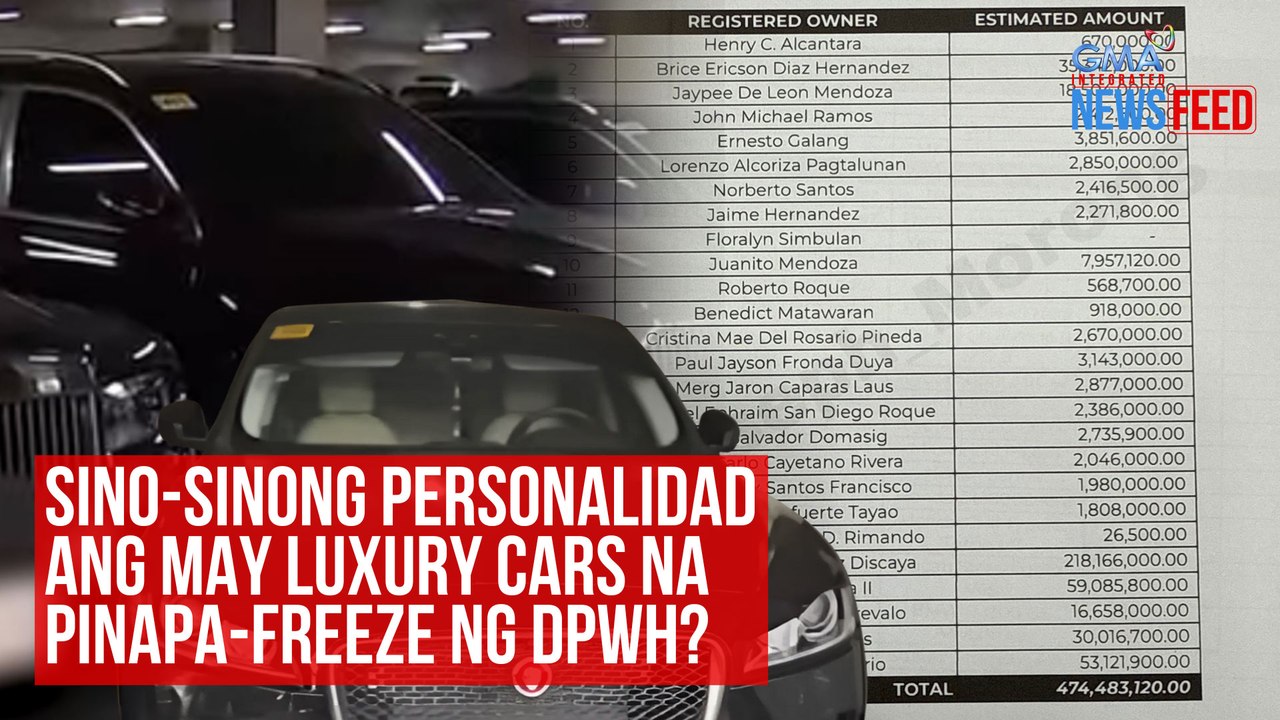 FLOOD CONTROL — Sino-sinong personalidad ang may luxury cars na pinapa-freeze ng DPWH? | GMA Integrated Newsfeed