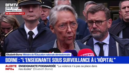Enseignante poignardée en classe: "Je mesure l'émotion dans toute la communauté éducative au-delà de ce collège", assure Élisabeth Borne, ministre de l'Éducation nationale démissionnaire
