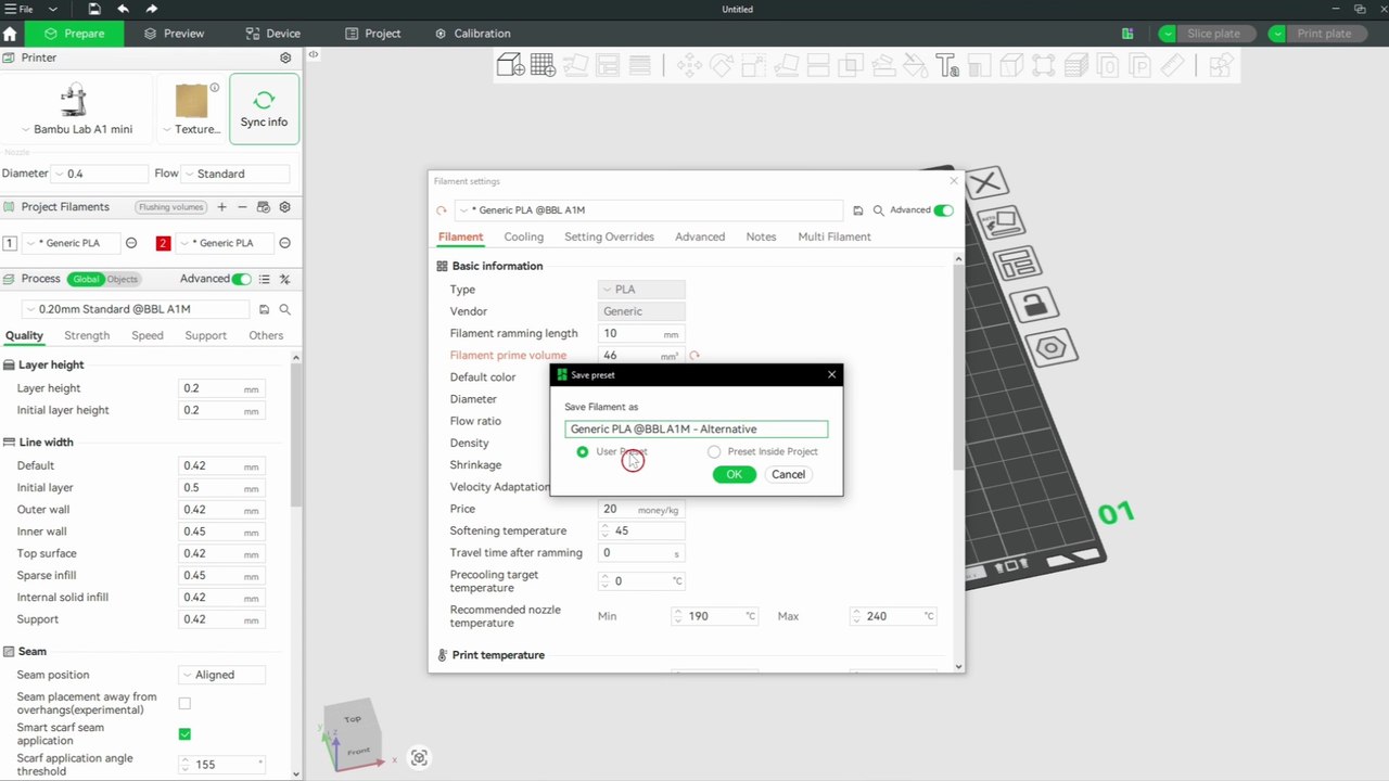 🧪 Bambu Studio Slicer Tutorial - Add Custom Filament Settings - Bambu Studio Software Tutorial