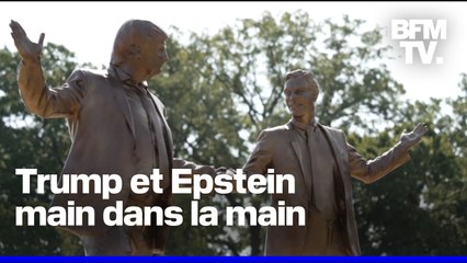 Une statue satirique met en scène Donald Trump et Jeffrey Epstein main dans la main devant le capitole