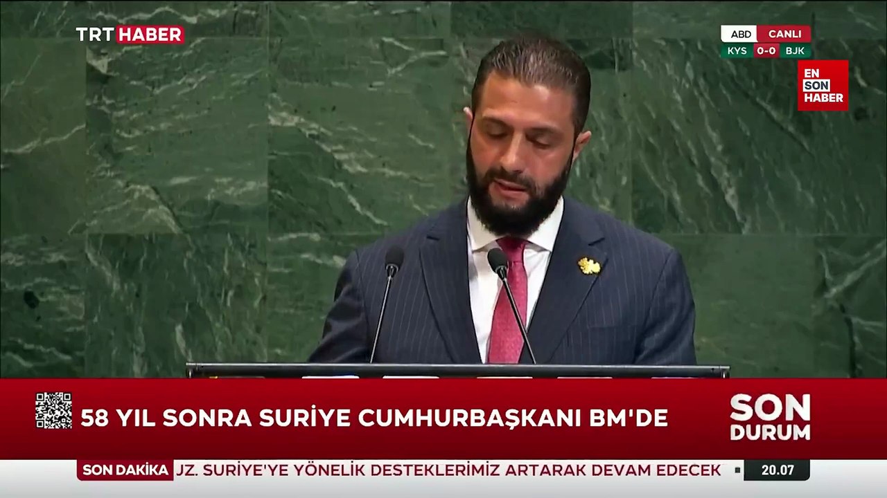 Ahmed Şara, BM kürsüsünden Türkiye'ye teşekkür etti