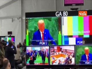 Assemblea Onu, la sala stampa gremita durante il discorso di Trump