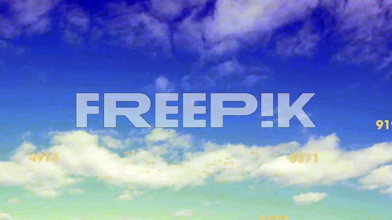 Animation of numbers processing over sky