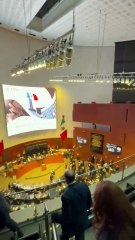 “Cartel de Morena”: PRI denuncia que intentaron quitar manta del Senado