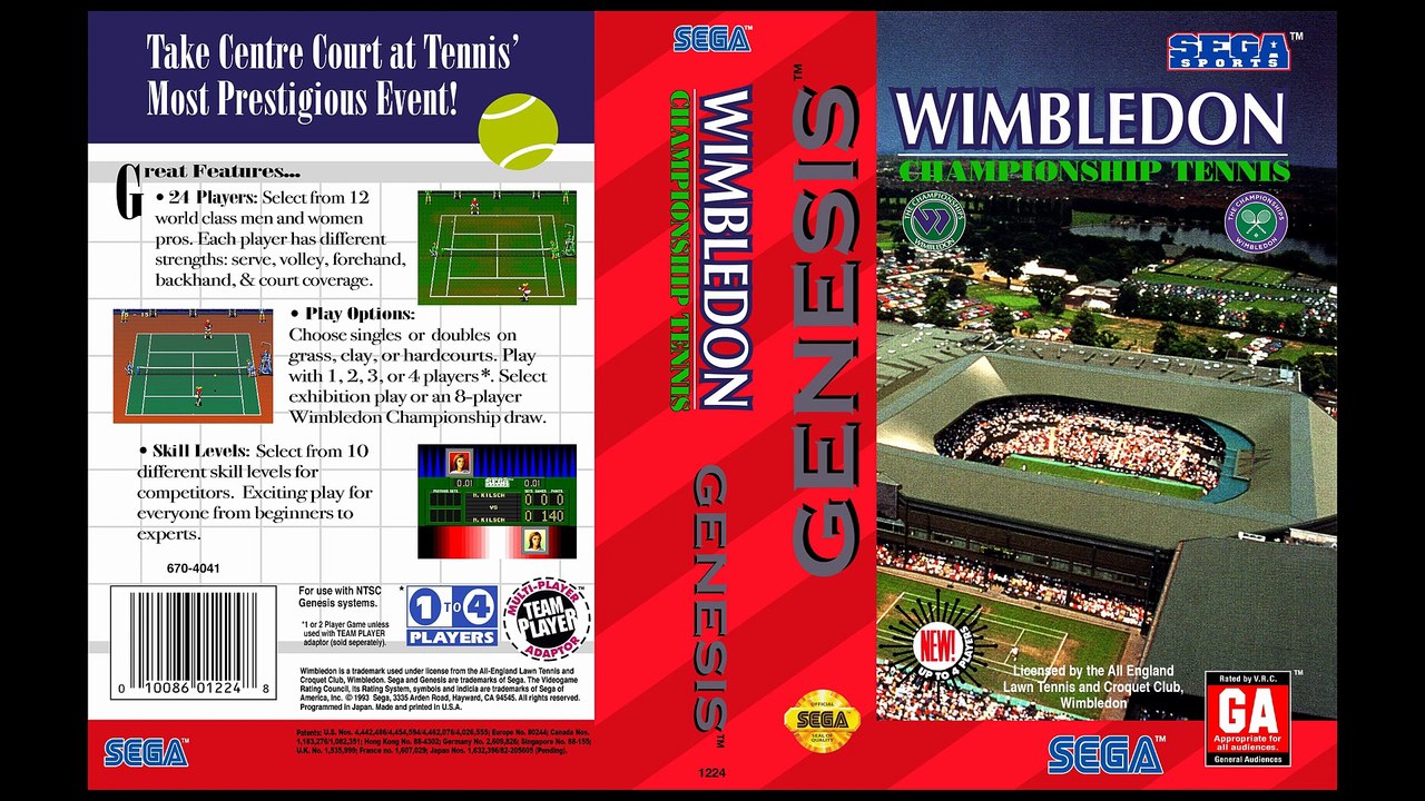 Musique : Bande originale du Jeu Vidéo Wimbledon Championship Tennis (1993) sur Master System, Megadrive 1 et 2 et Game Gear- Full Original Soundtrack OST