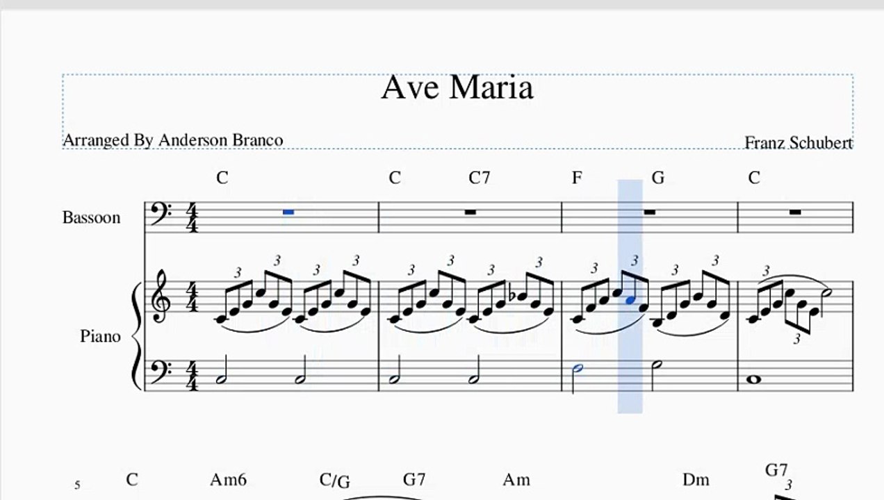 🎶 Ave Maria by Franz Schubert – Beautiful Bassoon & Piano Sheet Music