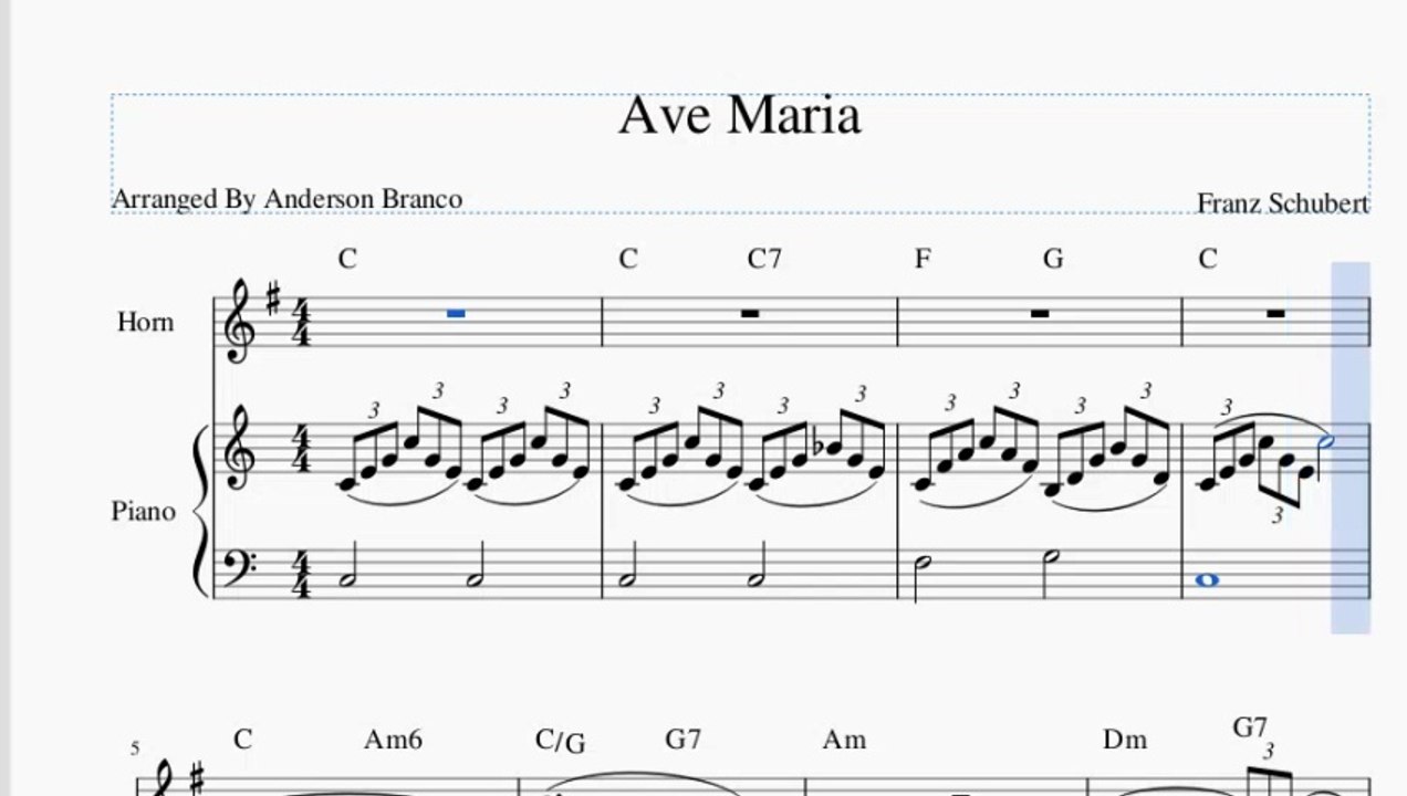Ave Maria (Franz Schubert) – French Horn & Piano Sheet Music
