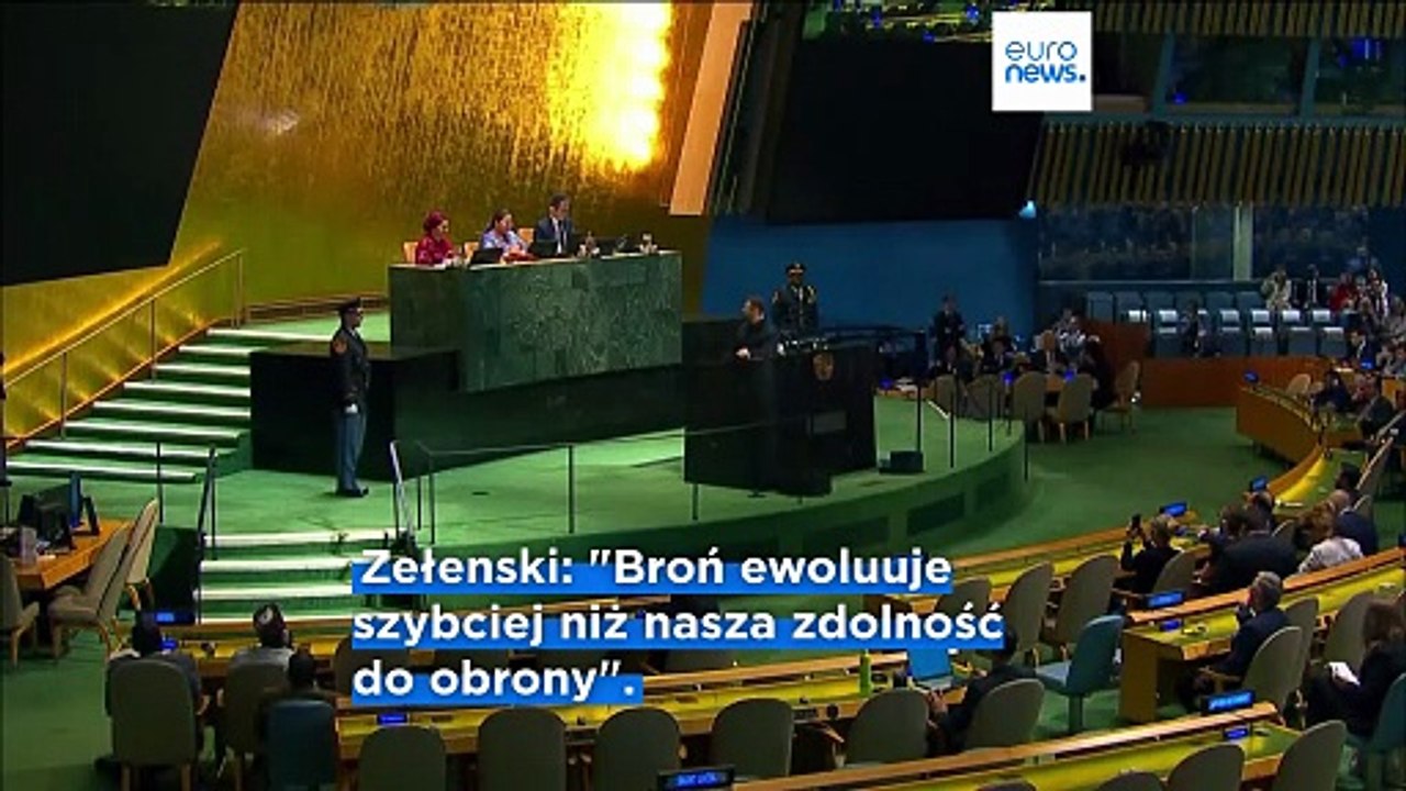 Broń decyduje o tym, kto przeżyje, mówi Zełenski Zgromadzeniu Ogólnemu ONZ