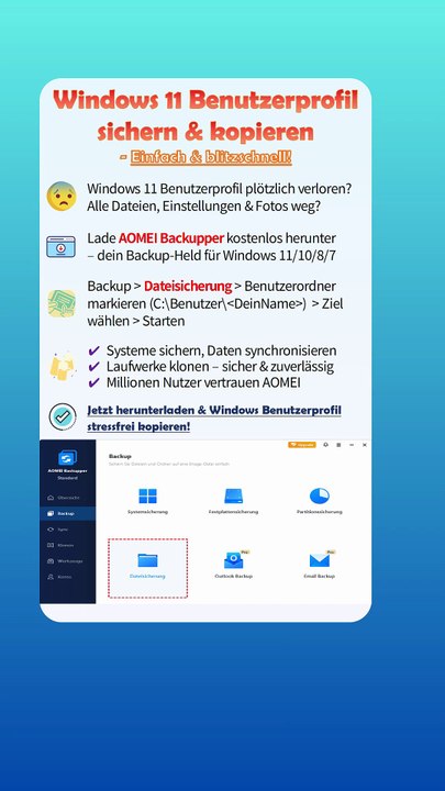 Windows 11 Benutzerprofil schnell sichern & kopieren 🔒