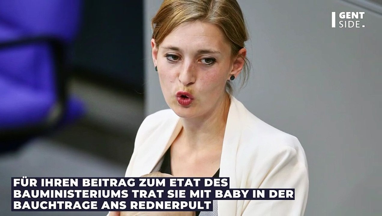 Mit Baby am Rednerpult: Hanna Steinmüller (Grüne) sorgt für Premiere im Bundestag