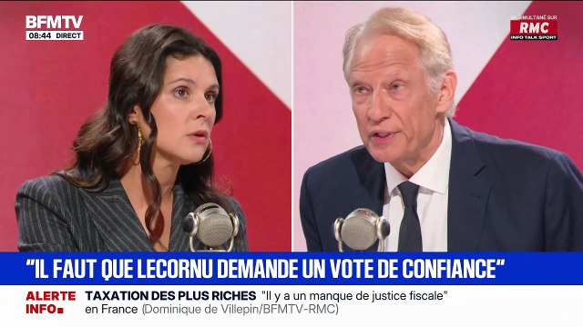 Dominique de Villepin très ennuyé ce matin quand Apolline de Malherbe lui demande s’il est venu sur BFMTV avec son chauffeur payé par l’Etat - VIDEO