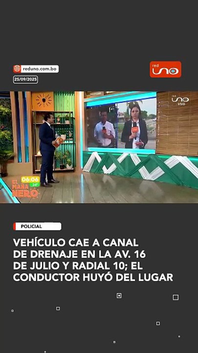 Vehículo cae a canal de drenaje en la Av. 16 de...