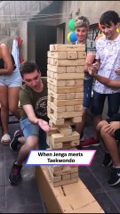 Taekwondo Master Pulls Off Insane Jenga Trick Shot