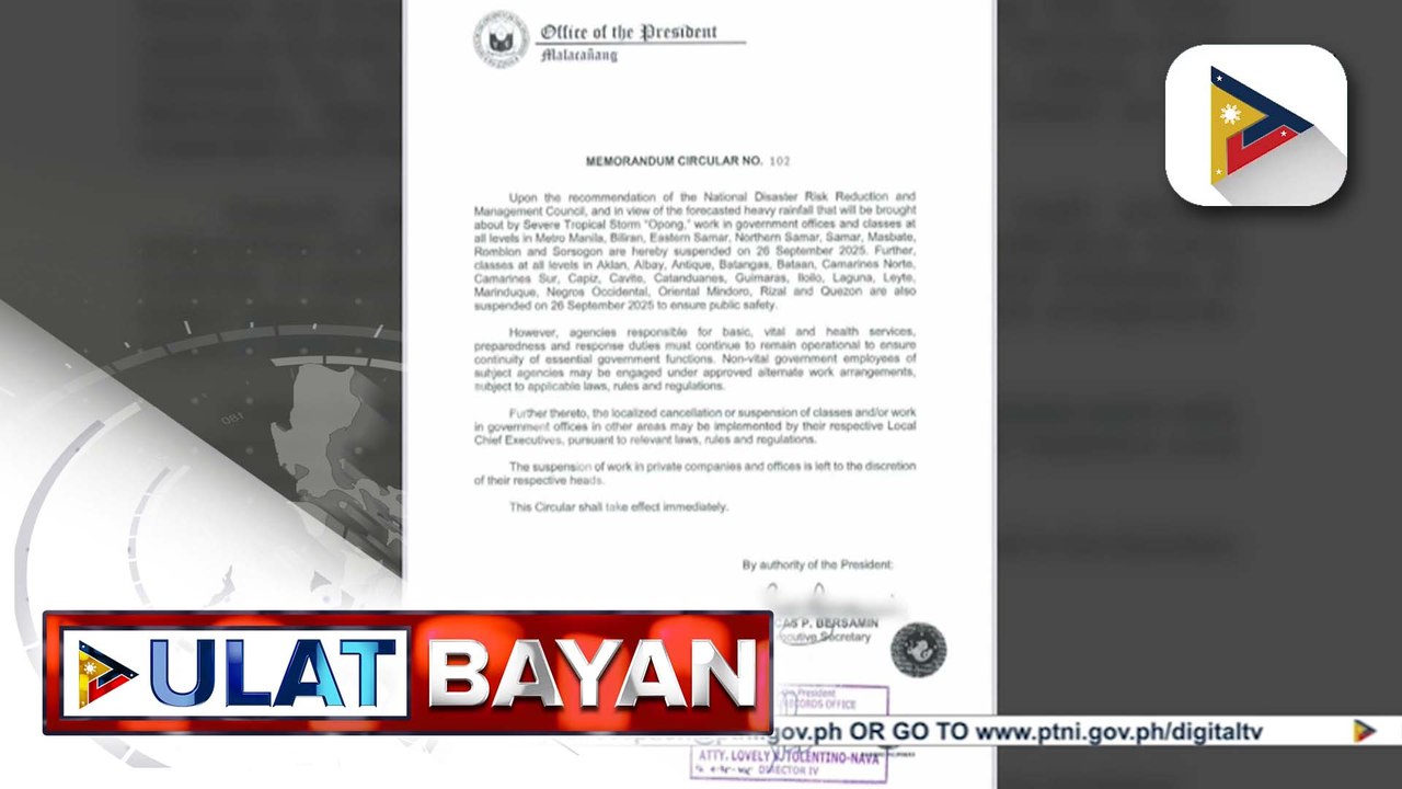 Pasok sa eskwelahan at tanggapan ng gobyerno sa NCR at ibang lugar sa bansa, suspendido bukas