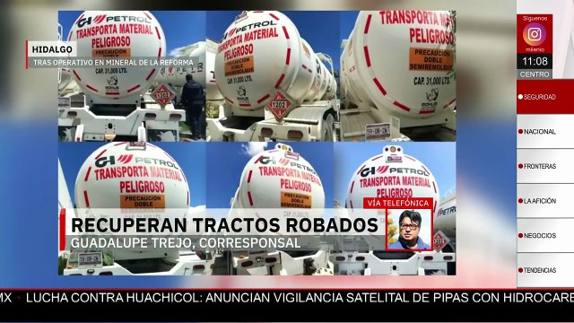 Recuperan tractocamiones y pipas robadas en Mineral de la Reforma, Hidalgo