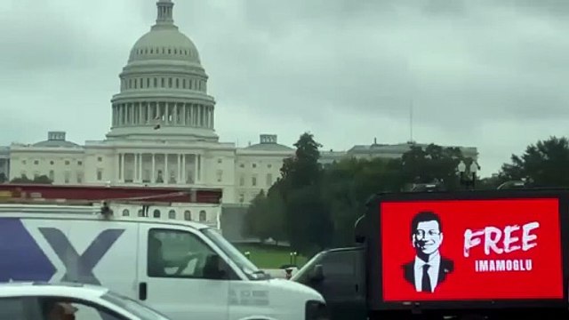Erdoğan Trump zirvesinde Beyaz Saray önünden Free İmamoğlu kamyonu geçti!