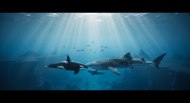 Orcas vs. tiburones ballena: La nueva batalla del océano.