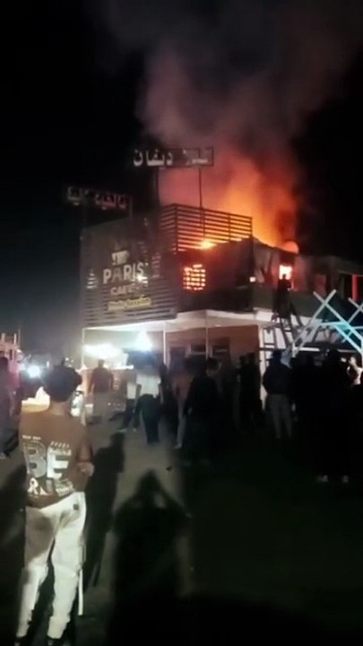 نجاة العروسين بأعجوبة، اللقطات الأولى لحريق قاعة أفراح بطريق "طنطا – المحلة"