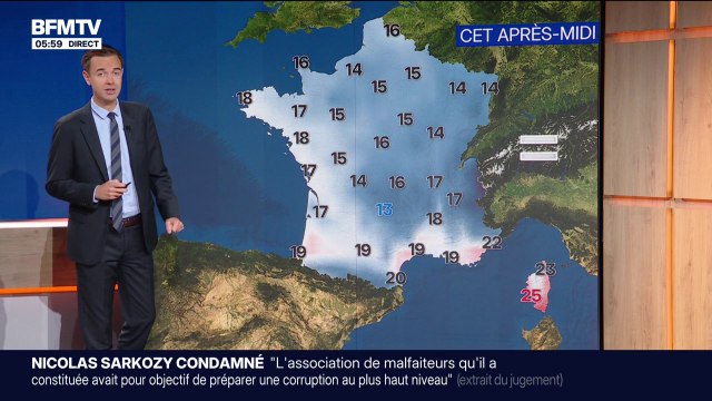 De la pluie et des orages dans le centre et l'est de la France, avec des températures comprises entre 13°C et 25°C... La météo de ce vendredi 26 septembre