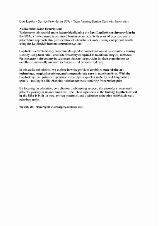 Best Lapilock Service Provider in USA – Transforming Bunion Care with Innovation