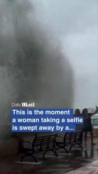 Terrifying Moment Selfie-Taking Women are Swept Away after being Pummelled by a Huge Wave