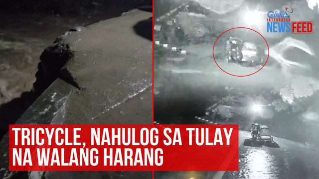 Tricycle, nahulog sa tulay na walang harang | GMA Integrated Newsfeed