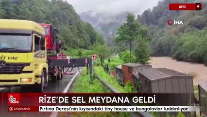Rize'deki selin ardından Fırtına Deresi'nin kıyısındaki tiny hause ve bungalovlar kaldırılıyor