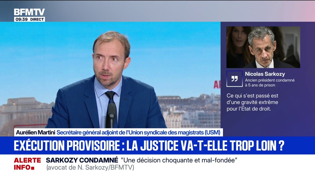 "Une peine de cinq ans d'emprisonnement, elle n'est pas aménageable", explique Aurélien Martini, secrétaire général adjoint de l'Union syndicale des magistrats