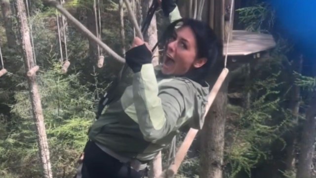 Hilarious footage of woman stuck in tricky situation after choosing tough path at Go Ape