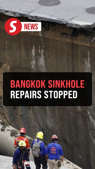 Bangkok sinkhole repair halted after 1,500 tonnes of concrete leak into tunnel