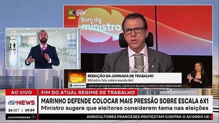 Marinho defende pressão para fim da escala 6x1; Motta comenta