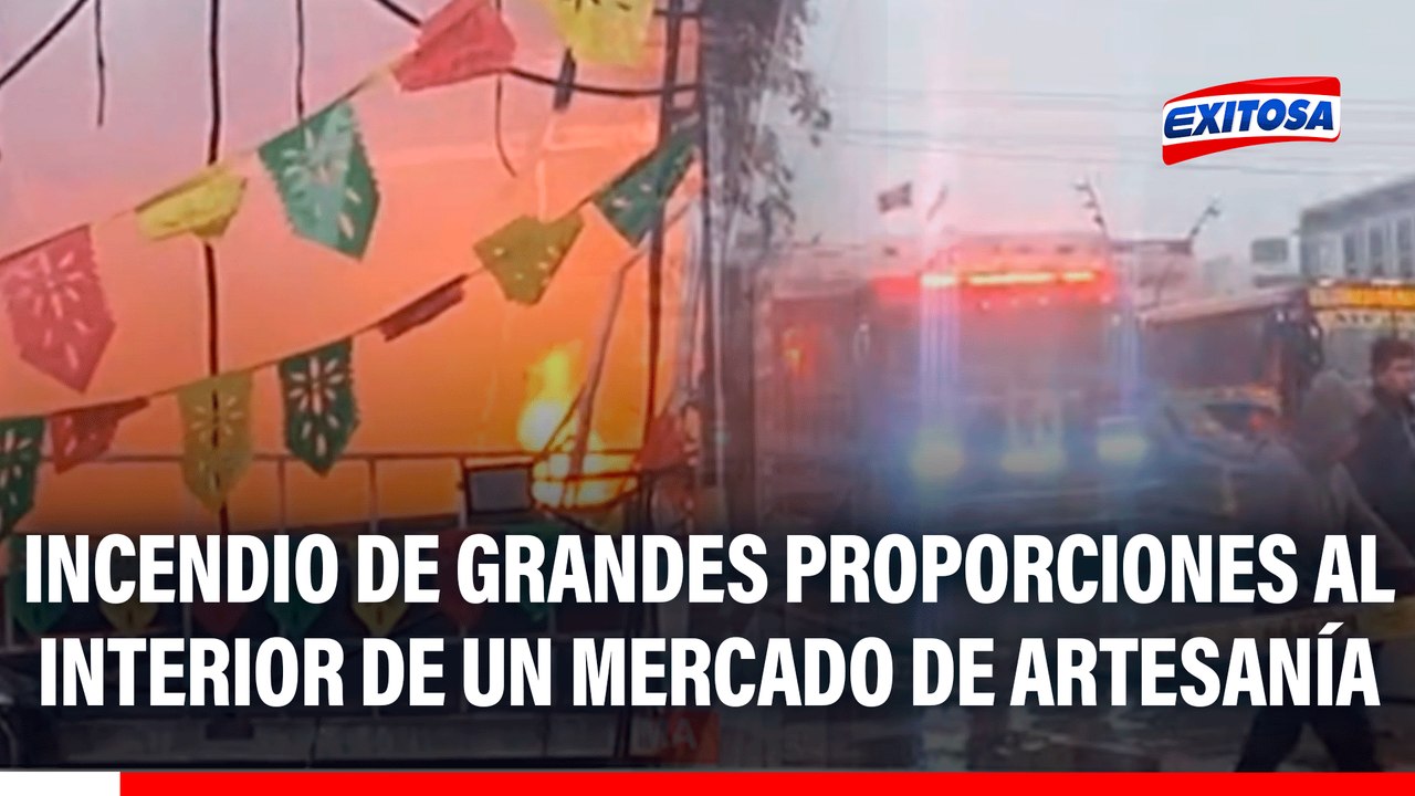 Cercado de Lima: Incendio de grandes proporciones al interior de un mercado de artesanía en la Av. 28 de Julio