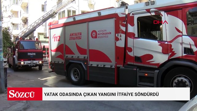 Yatak odasında çıkan yangını itfaiye söndürdü