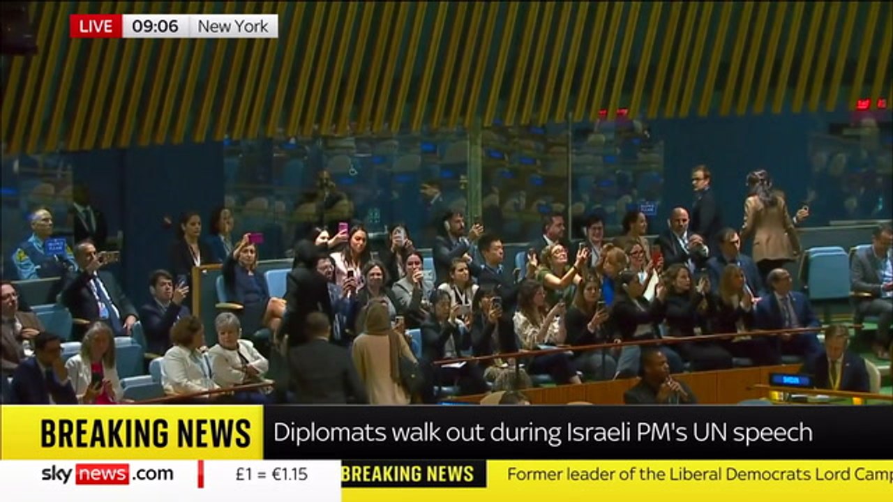 Diplomats walk out as Israeli PM begins UN speech