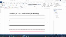 Quick Way to Add a Line in Resume (MS Word Tips)