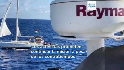 El buque insignia de la Flotilla que va a Gaza, varado en Creta tras los ataques con drones