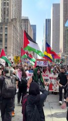 Manifestación en Nueva York contra el genocidio israelí en Gaza, el 26 de septiembre de 2025.