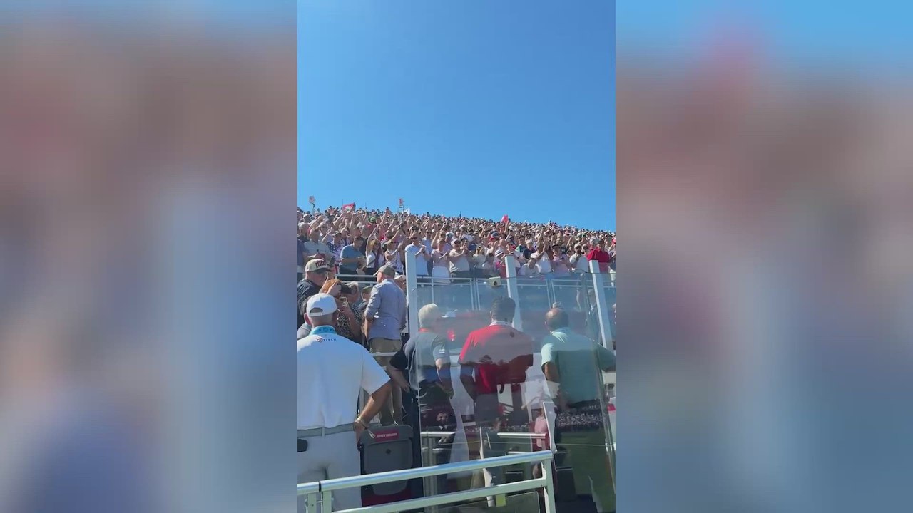 Ryder Cup crowd erupts in chants of "Donald Trump" for president