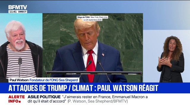 On ne peut pas remettre en question le changement climatique, je pense que c'est quelque chose de totalement irresponsable , déclare Paul Watson après les propos de Donald Trump à l'ONU