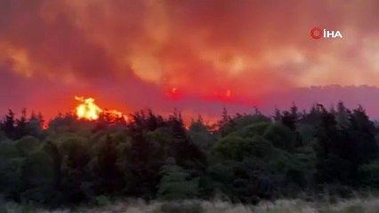 Karacabey’de orman yangınını söndürme çalışmaları sürüyor
