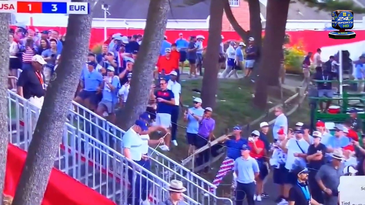 Eagle-Eyed Fans Spot Embarrassing Moment Ryder Cup Supporter Completely Stacks it Live on TV