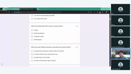 Final Class: Performance Evaluation Test (Content Writing Course)