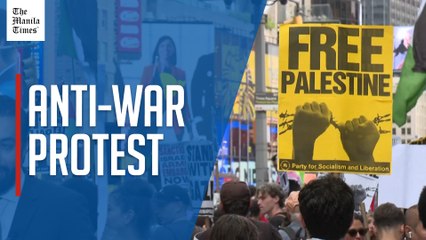 Protesters rally in Times Square against Gaza war as Netanyahu addresses UN