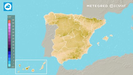 Precipitación acumulada prevista para los próximos días por el modelo europeo.